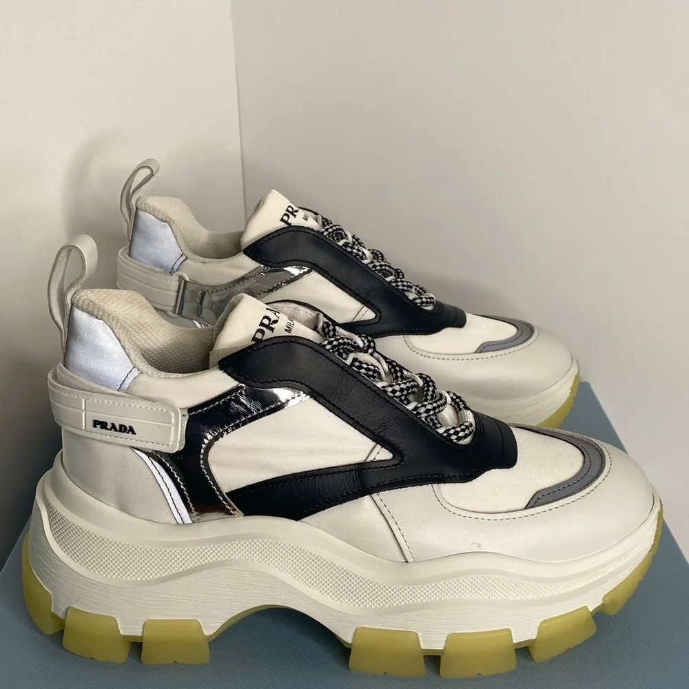 Prada | Shoes | Prada Pegasus Sneakers In Black White | Poshmark